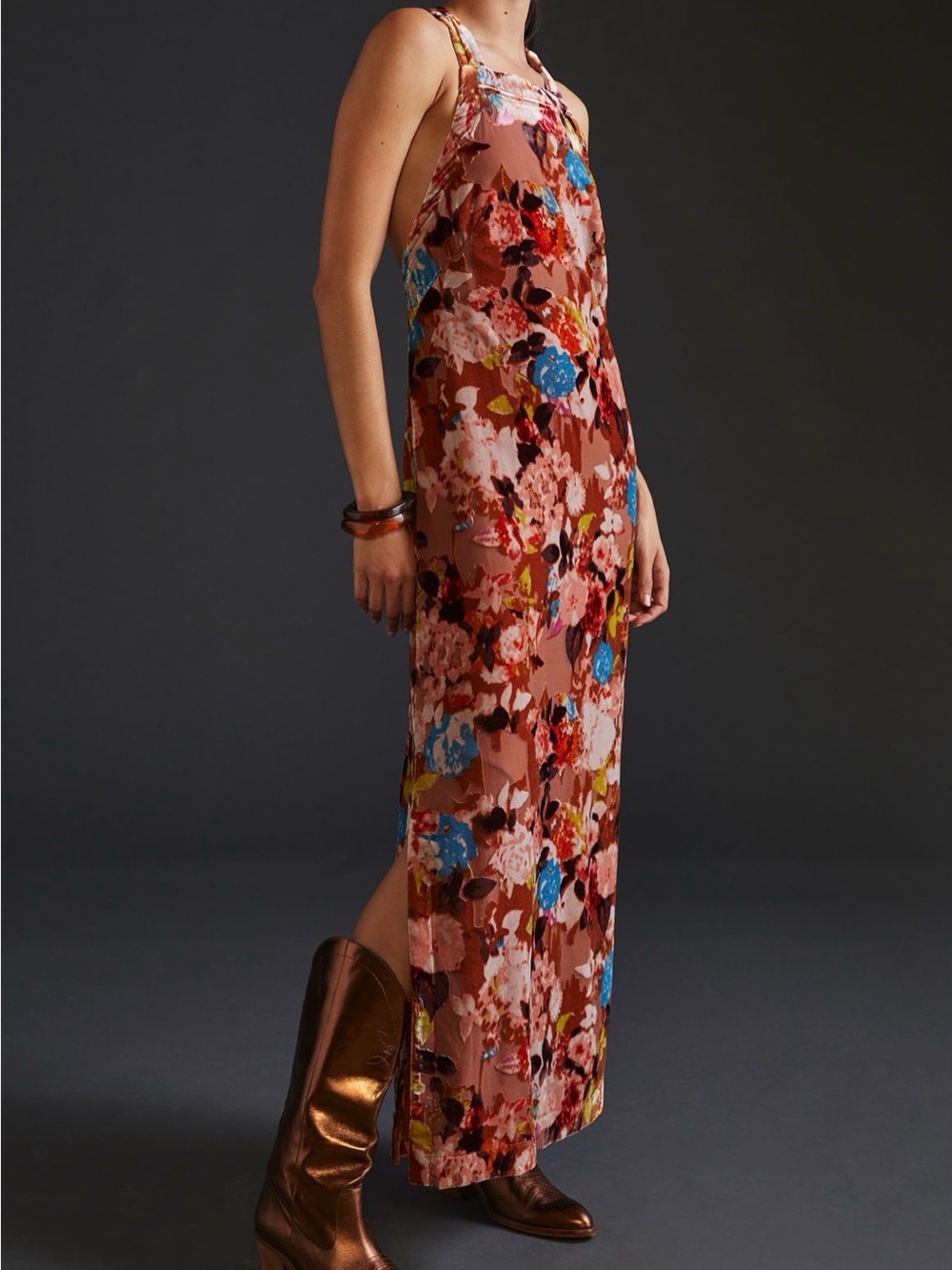 Anthropologie Halter Velvet Maxi Dress - XSP